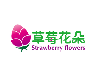 文大為的中文：草莓花朵；英文：Strawberry flowerslogo設計