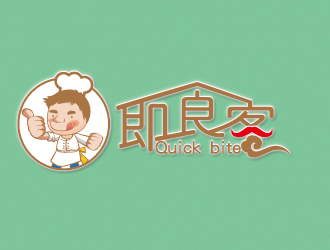 何錦江的Quick bite 即食客logo設計