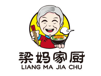 梁媽家廚餐飲連鎖商標logo設計